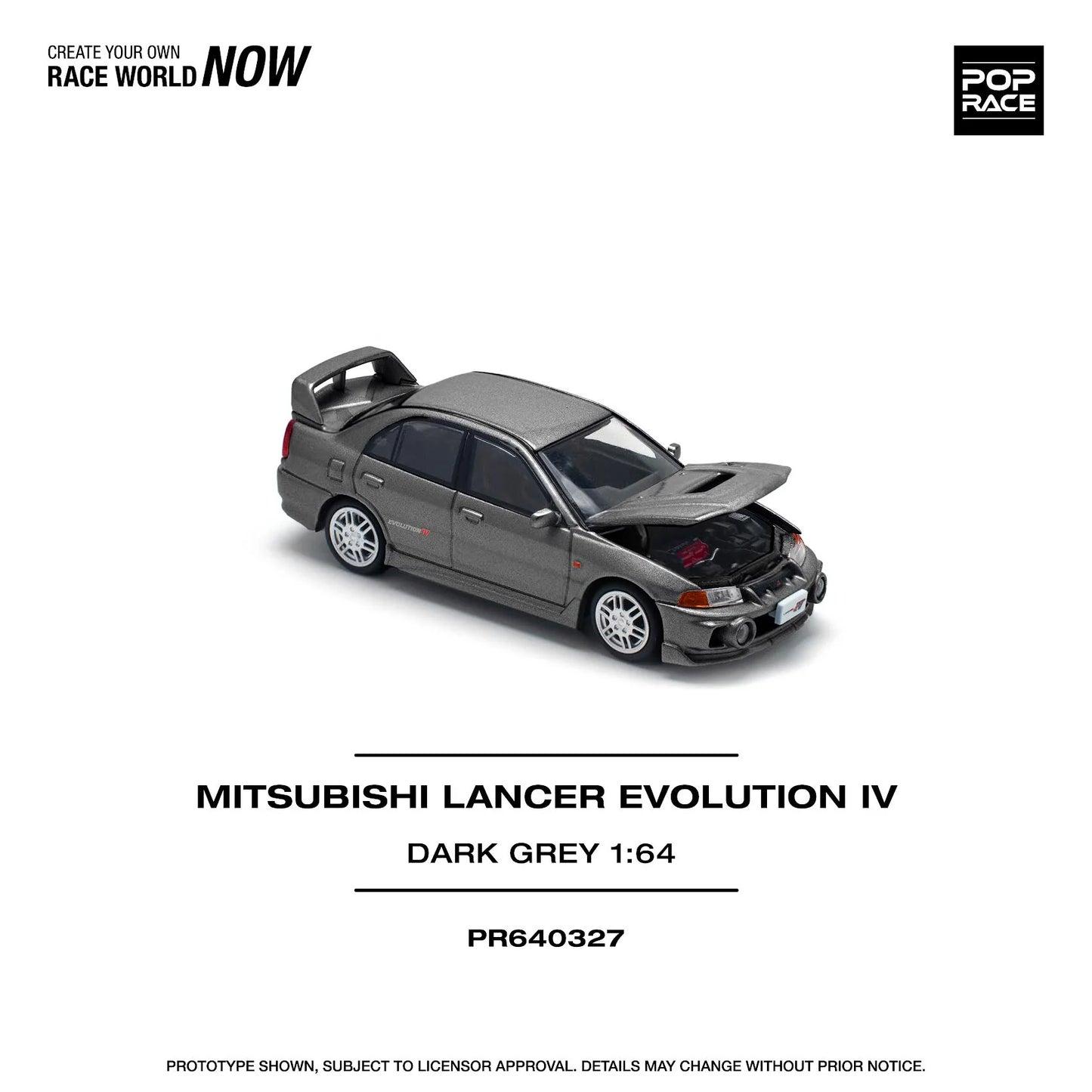 Pop Race - Mitsubishi Lancer Evolution IV Dark Grey - Scala 1/64 PR64-327