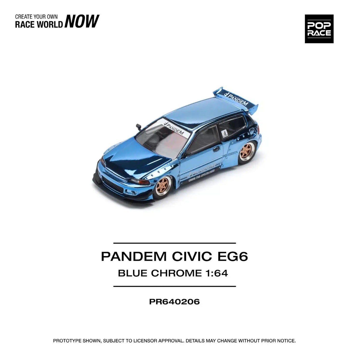 Pandem Civic EG6 Blue Chrome - Pop Race - Scala 1/64 PR64-206