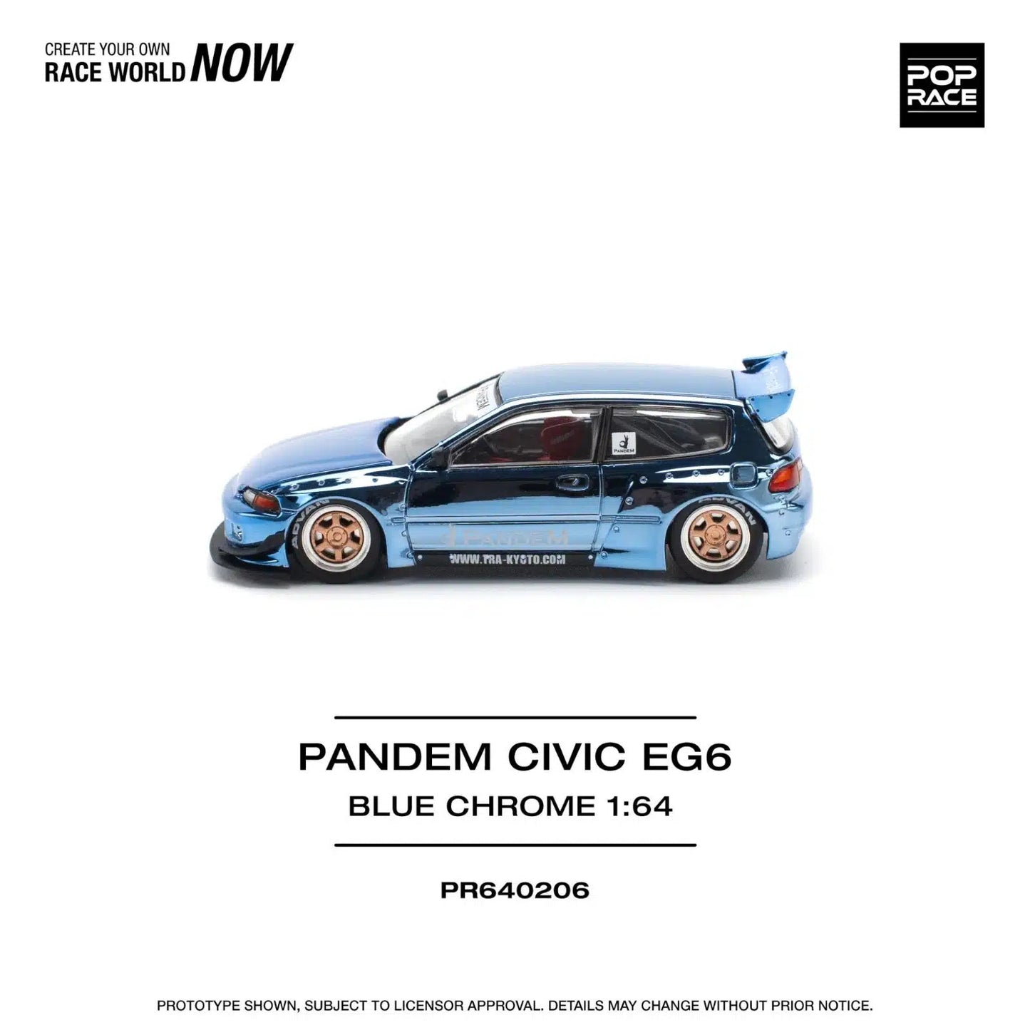 Pandem Civic EG6 Blue Chrome - Pop Race - Scala 1/64 PR64-206