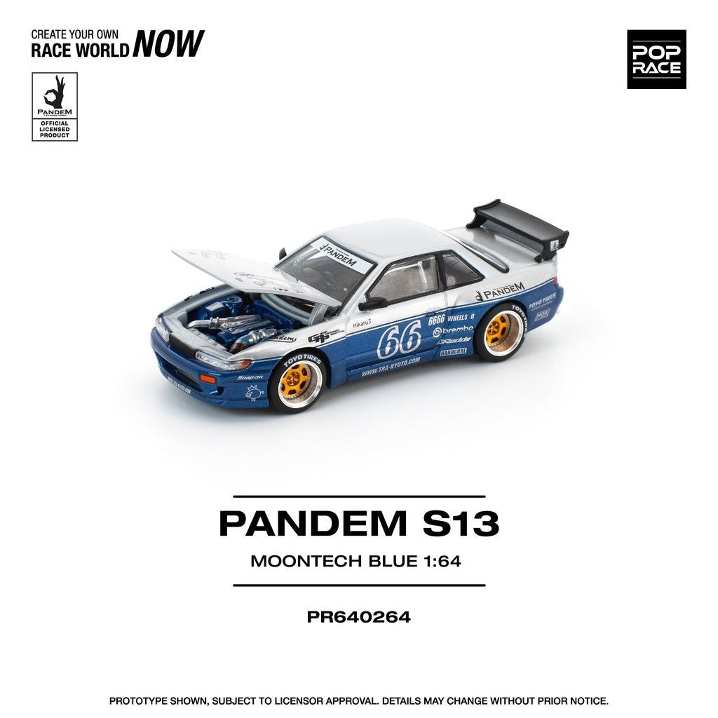 Pandem Nissan Silvia S13 Moontech Blue - Pop Race - Scala 1/64 PR64-264