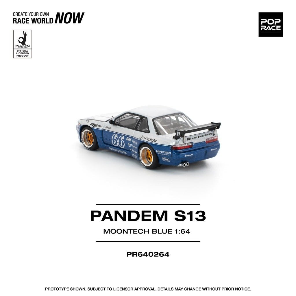 Pandem Nissan Silvia S13 Moontech Blue - Pop Race - Scala 1/64 PR64-264