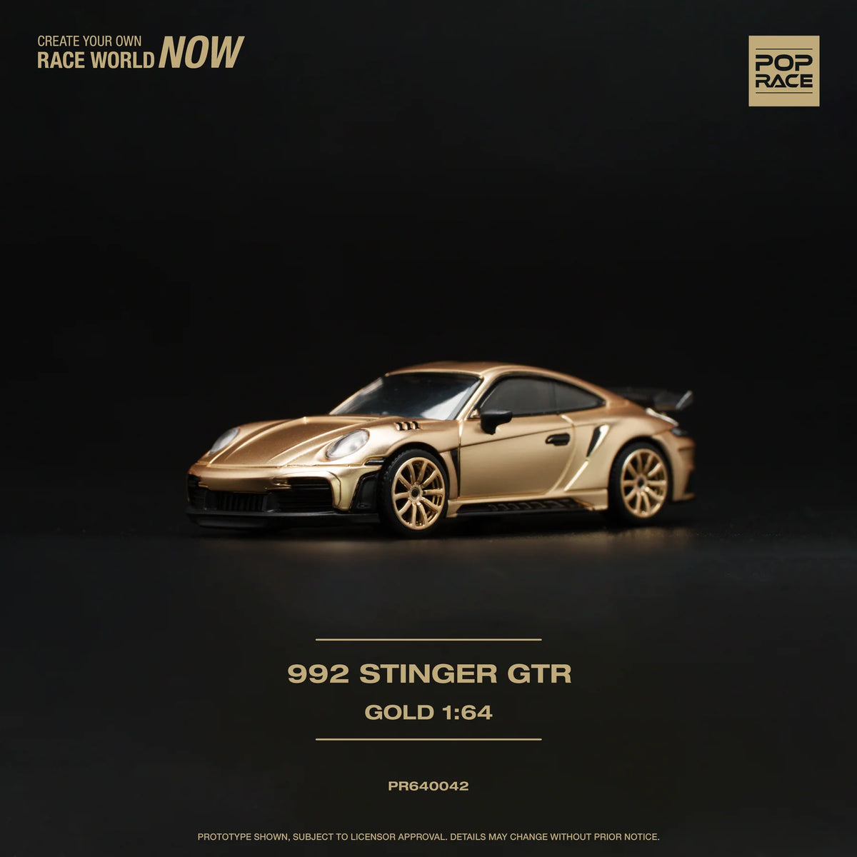 Porsche 992 STINGER GTR Gold - Pop Race - Scala 1/64 PR64-42