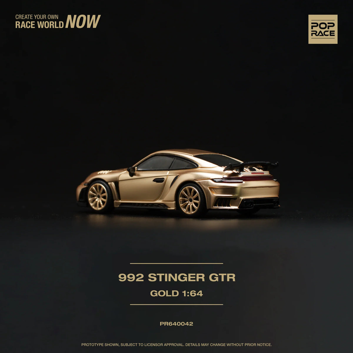 Porsche 992 STINGER GTR Gold - Pop Race - Scala 1/64 PR64-42