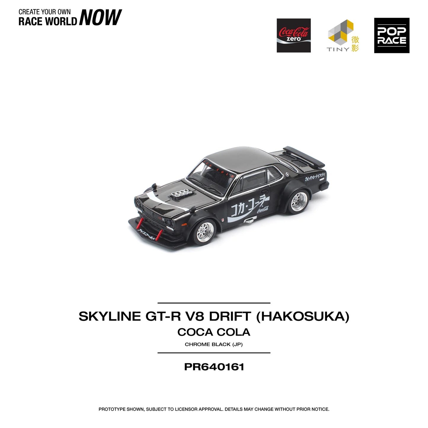 Skyline GT-R Drift Hakosuka JP Coca Cola Zero Black Chrome - Pop Race - Scala 1/64 PR64-161