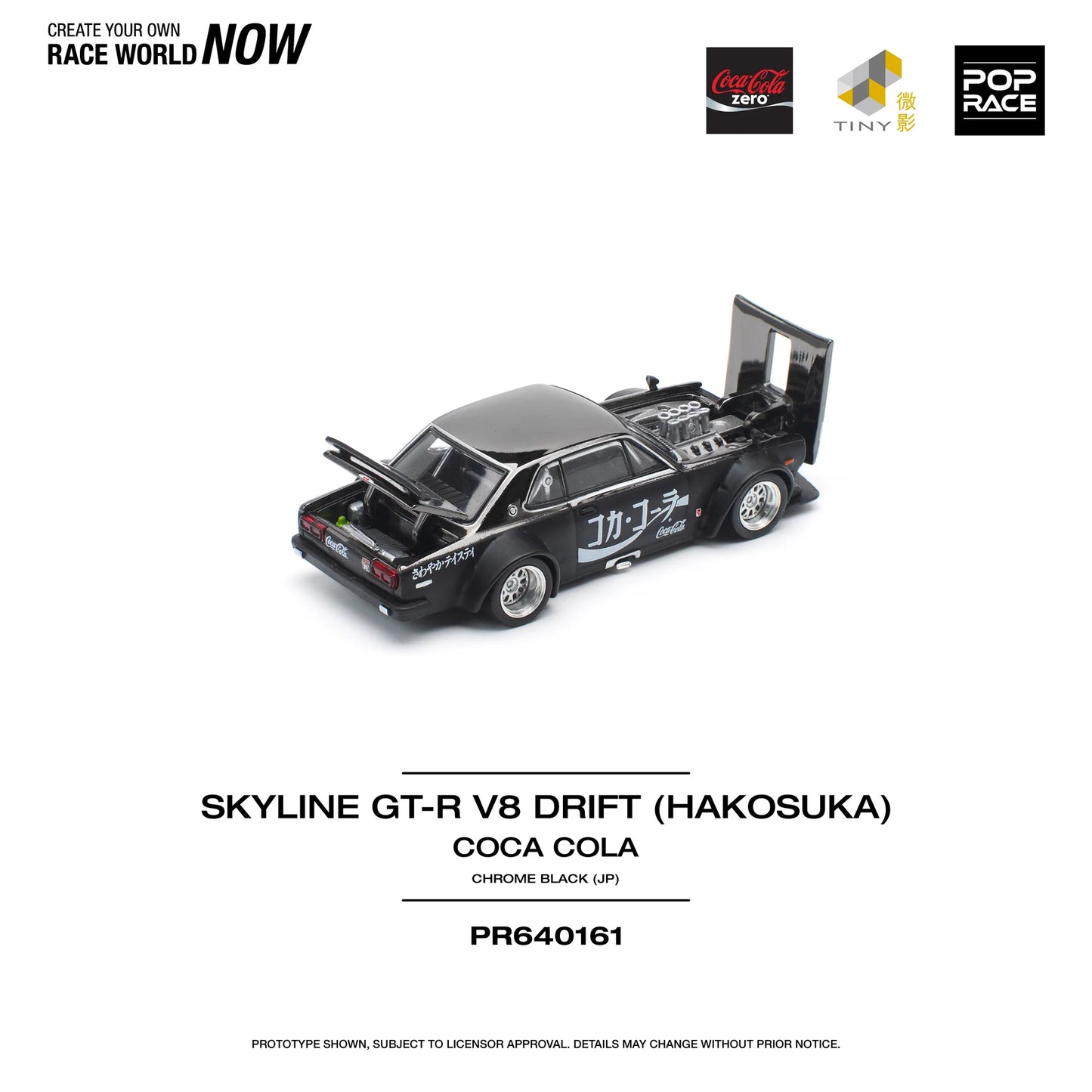 Skyline GT-R Drift Hakosuka JP Coca Cola Zero Black Chrome - Pop Race - Scala 1/64 PR64-161