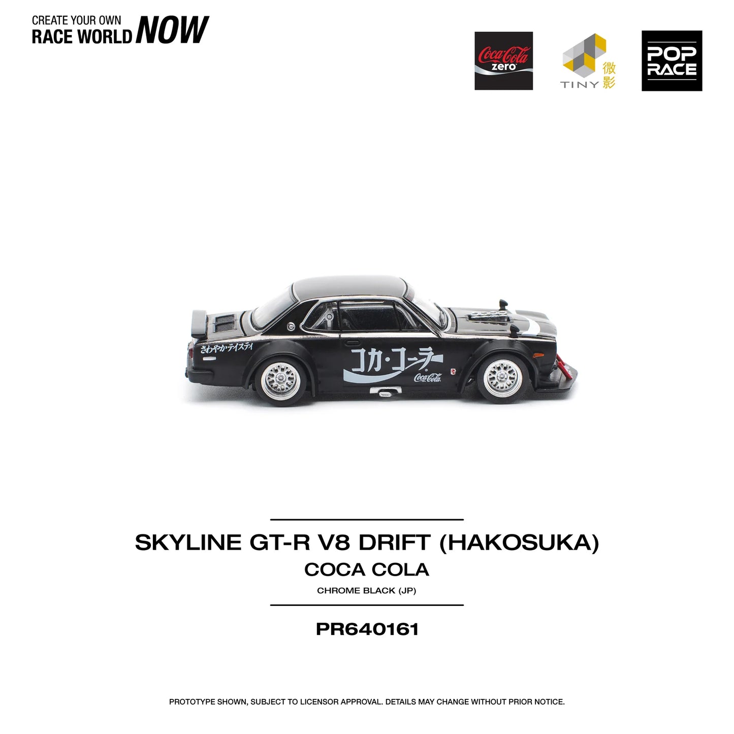 Skyline GT-R Drift Hakosuka JP Coca Cola Zero Black Chrome - Pop Race - Scala 1/64 PR64-161