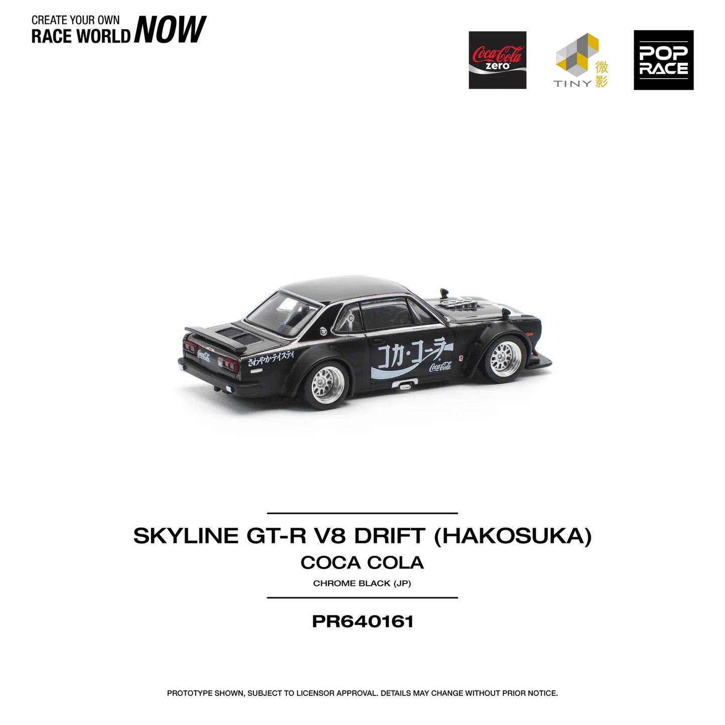 Skyline GT-R Drift Hakosuka JP Coca Cola Zero Black Chrome - Pop Race - Scala 1/64 PR64-161
