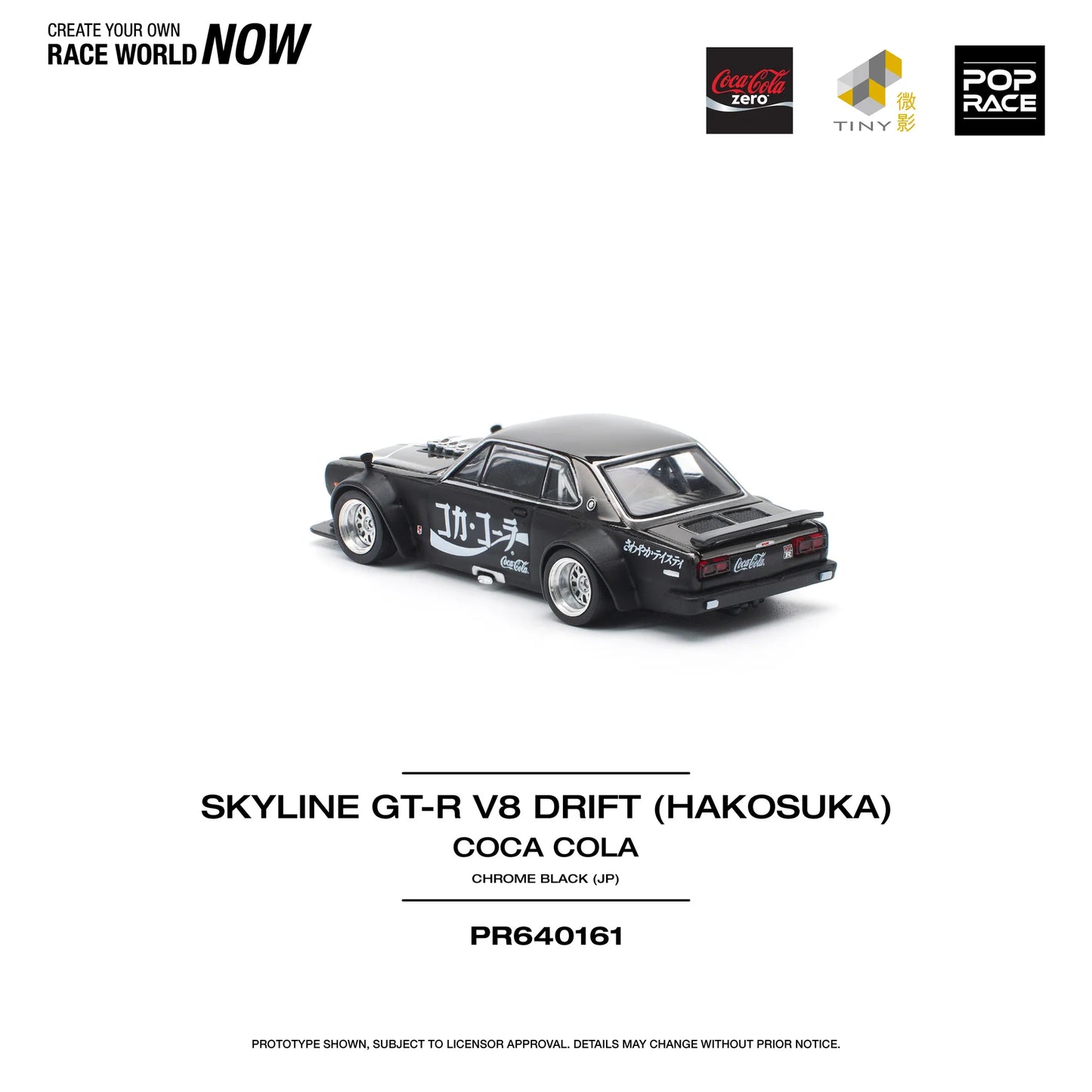 Skyline GT-R Drift Hakosuka JP Coca Cola Zero Black Chrome - Pop Race - Scala 1/64 PR64-161