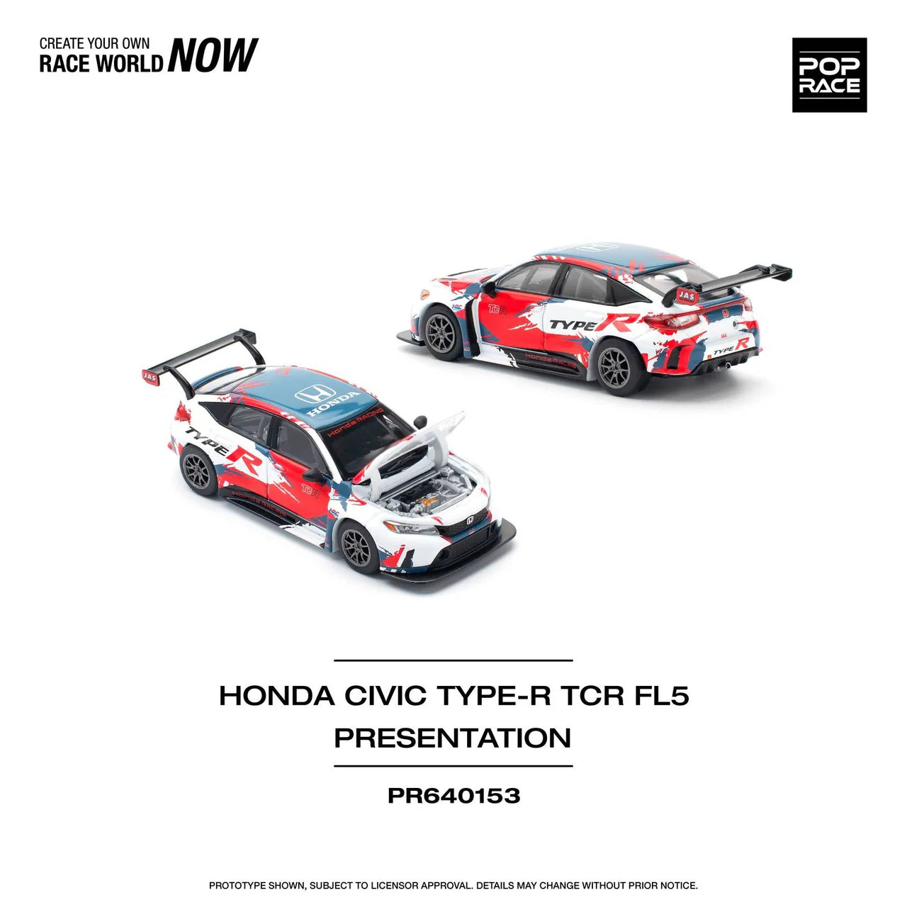 Honda Civic FL5 TYPE-R TCR PRESENTATION - Pop Race - Scala 1/64 PR64-1 ...