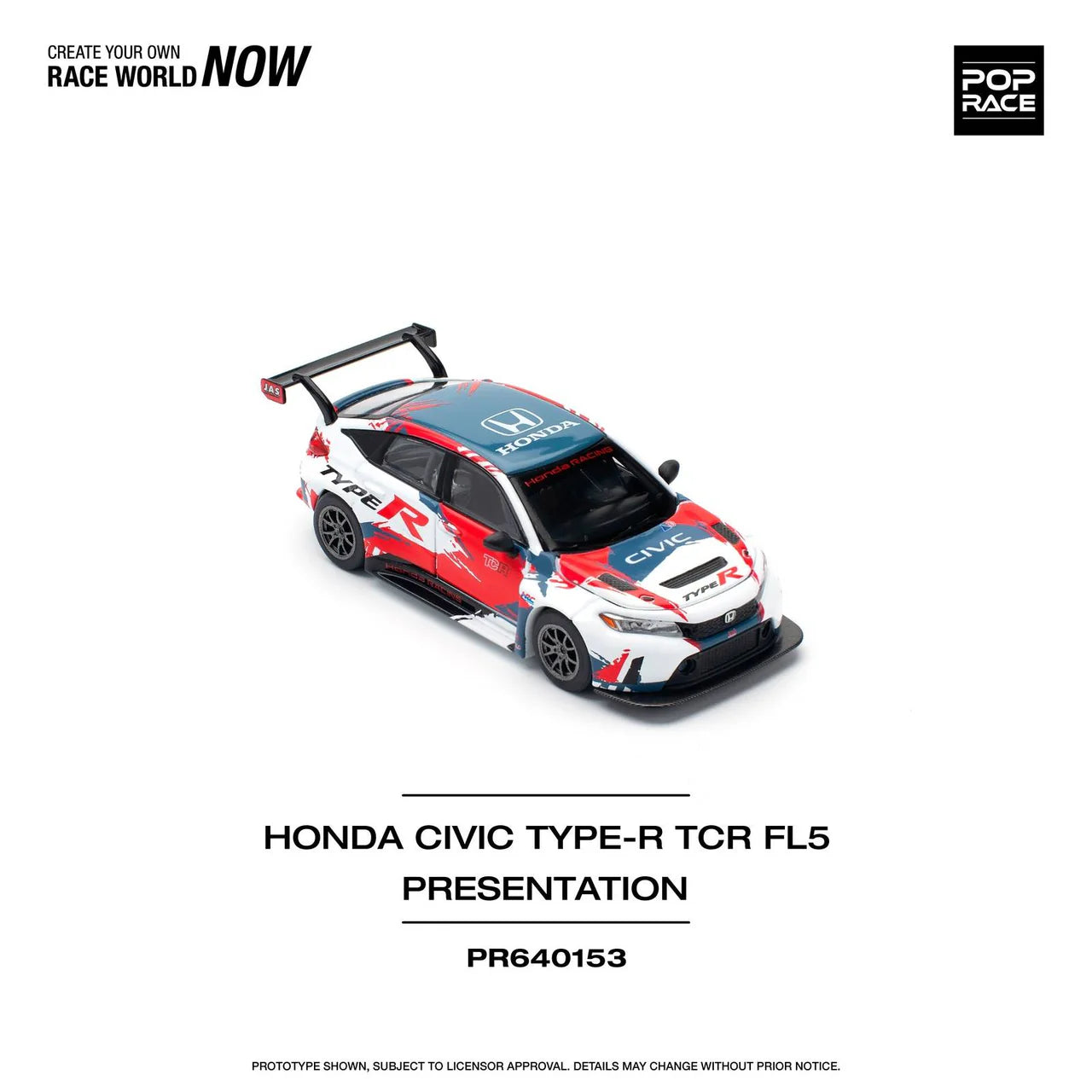 Honda Civic FL5 TYPE-R TCR PRESENTATION - Pop Race - Scala 1/64 PR64-153