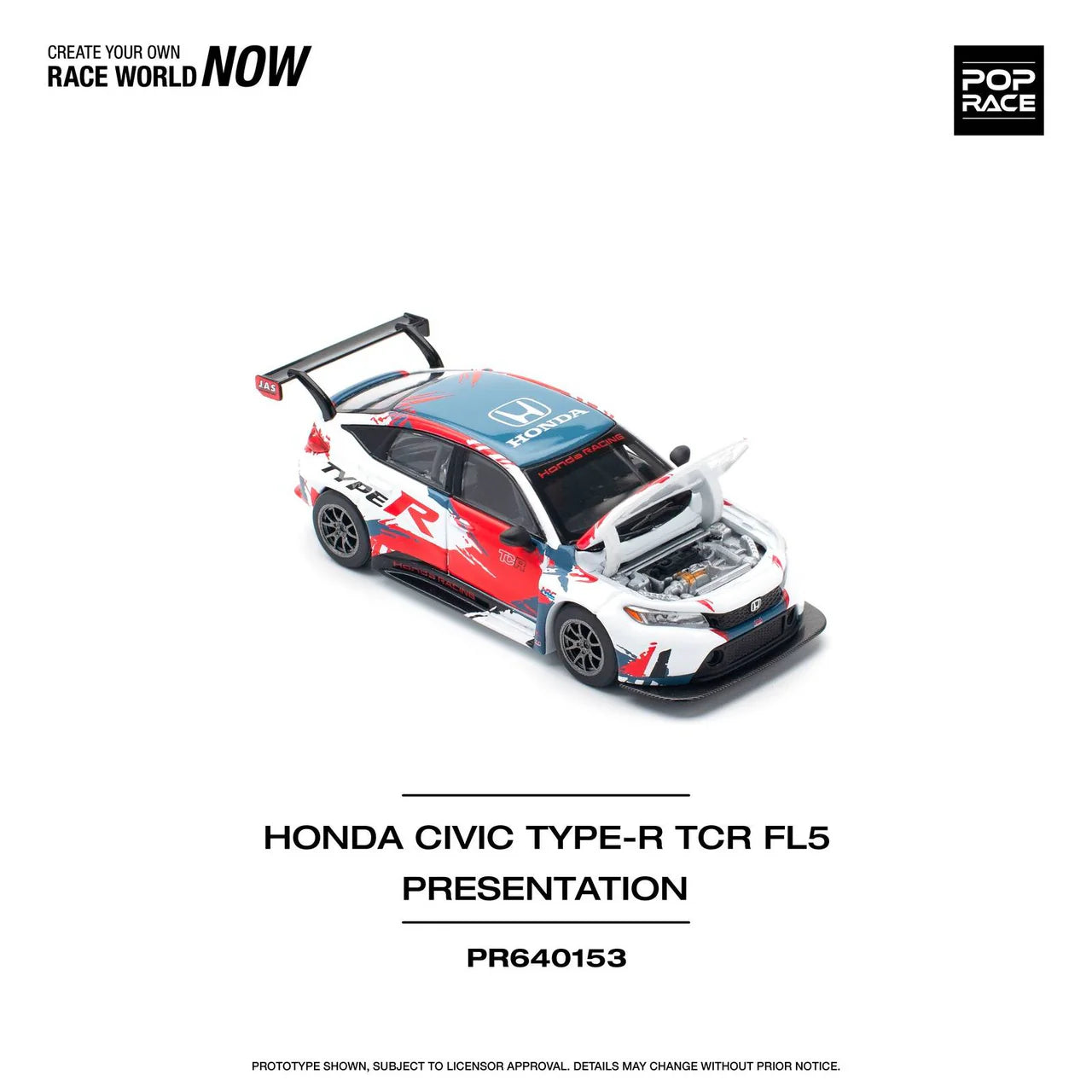 Honda Civic FL5 TYPE-R TCR PRESENTATION - Pop Race - Scala 1/64 PR64-153