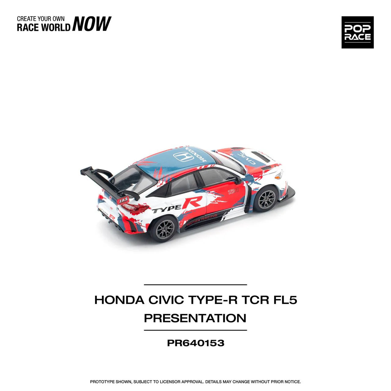 Honda Civic FL5 TYPE-R TCR PRESENTATION - Pop Race - Scala 1/64 PR64-153