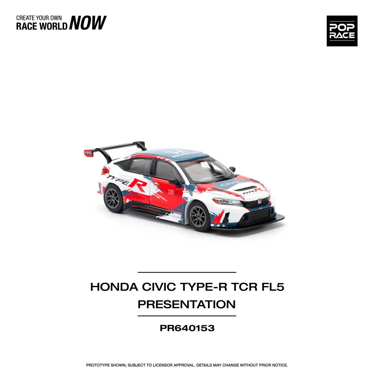 Honda Civic FL5 TYPE-R TCR PRESENTATION - Pop Race - Scala 1/64 PR64-153