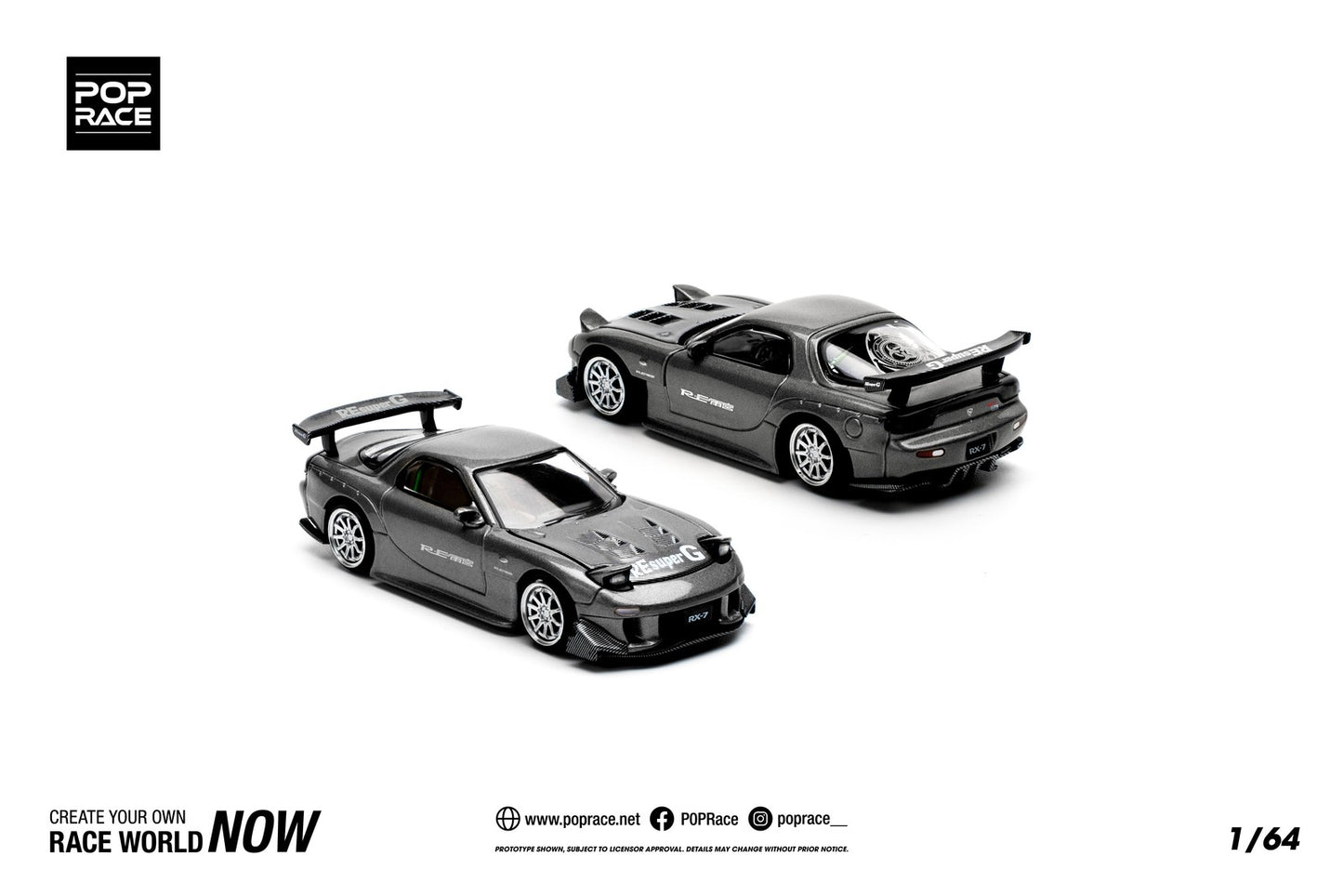 Mazda RX-7 (FD3S) RE-AMEMIYA Gun Metal - Pop Race - Scala 1/64 PR64-255