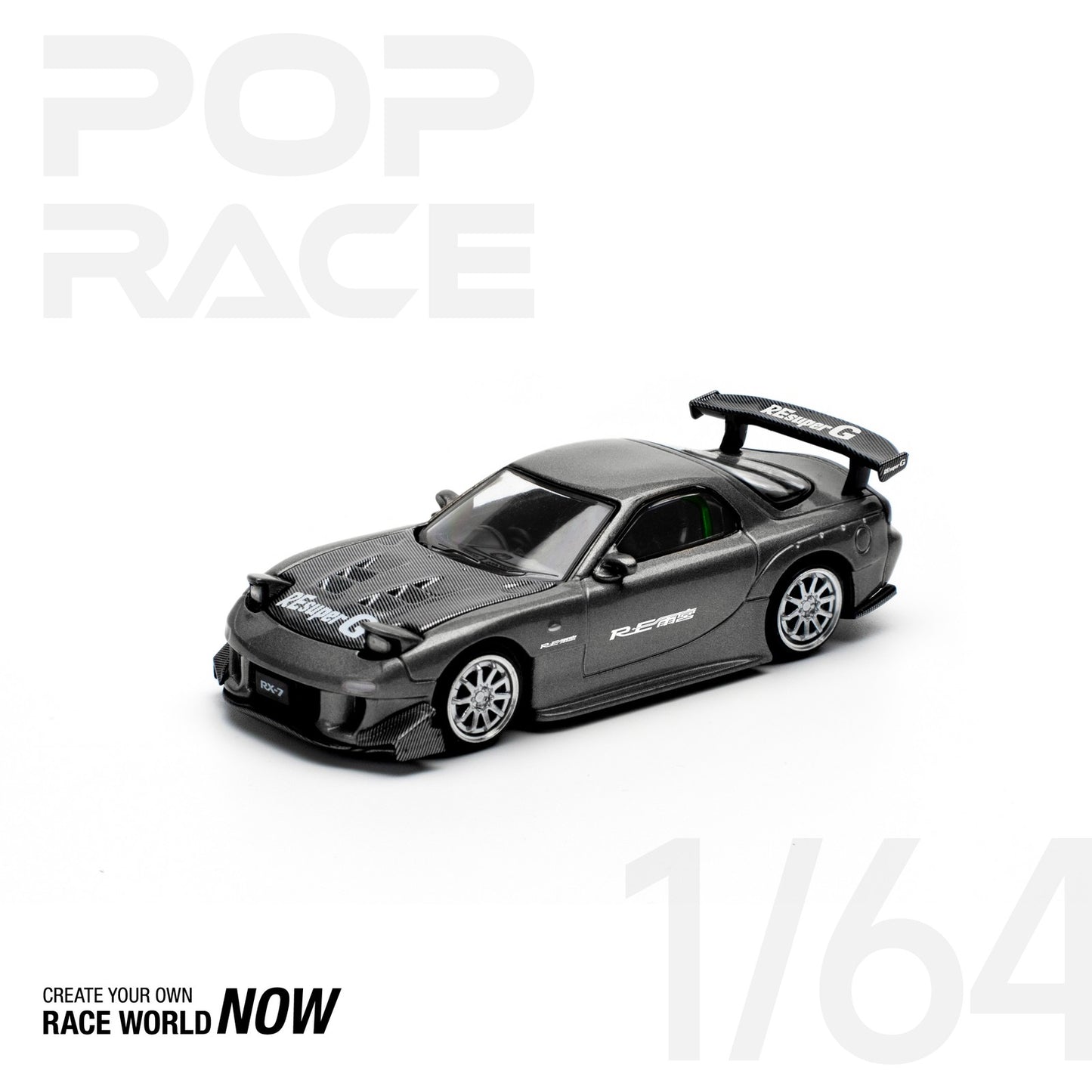 Mazda RX-7 (FD3S) RE-AMEMIYA Gun Metal - Pop Race - Scala 1/64 PR64-255