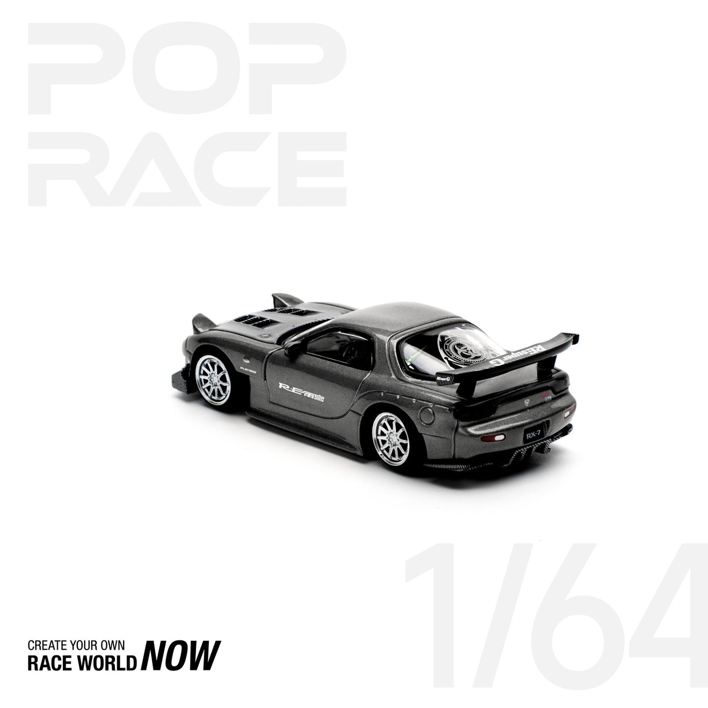 Mazda RX-7 (FD3S) RE-AMEMIYA Gun Metal - Pop Race - Scala 1/64 PR64-255
