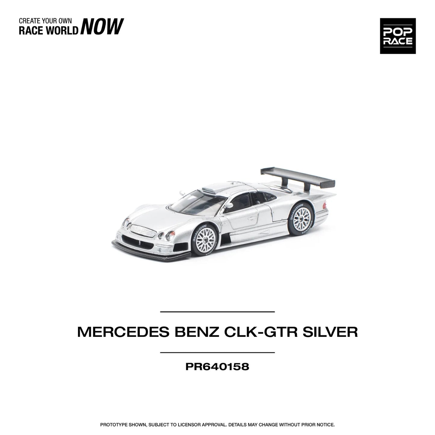 Mercedes-Benz CLK AMG GTR (Silver) Street Version - Pop Race - Scala 1/64 PR64-158