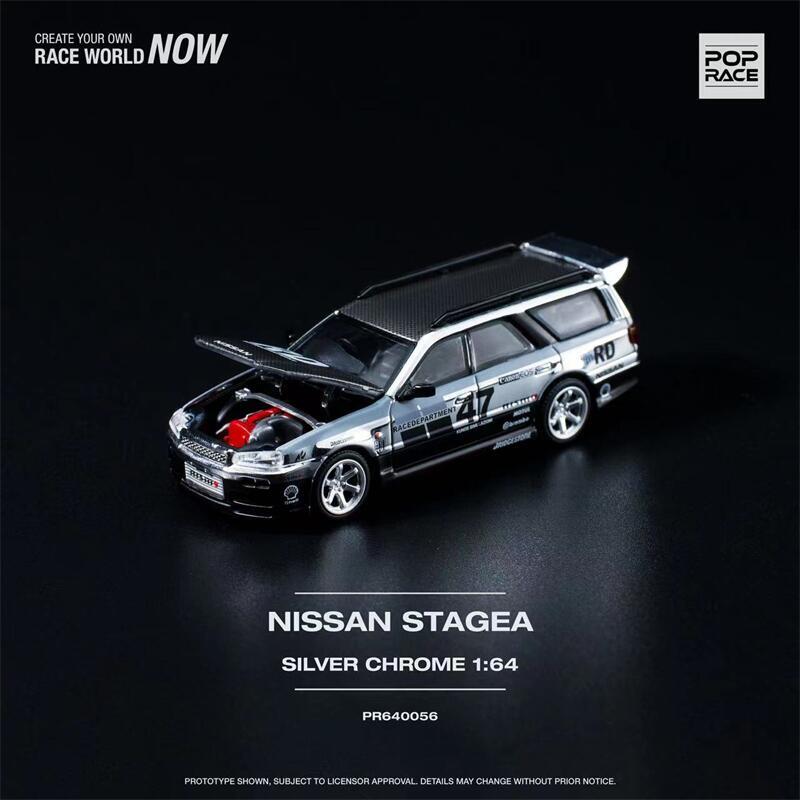 Nissan Stagea R34 Silver Chrome - Pop Race - Scala 1/64 PR64-56