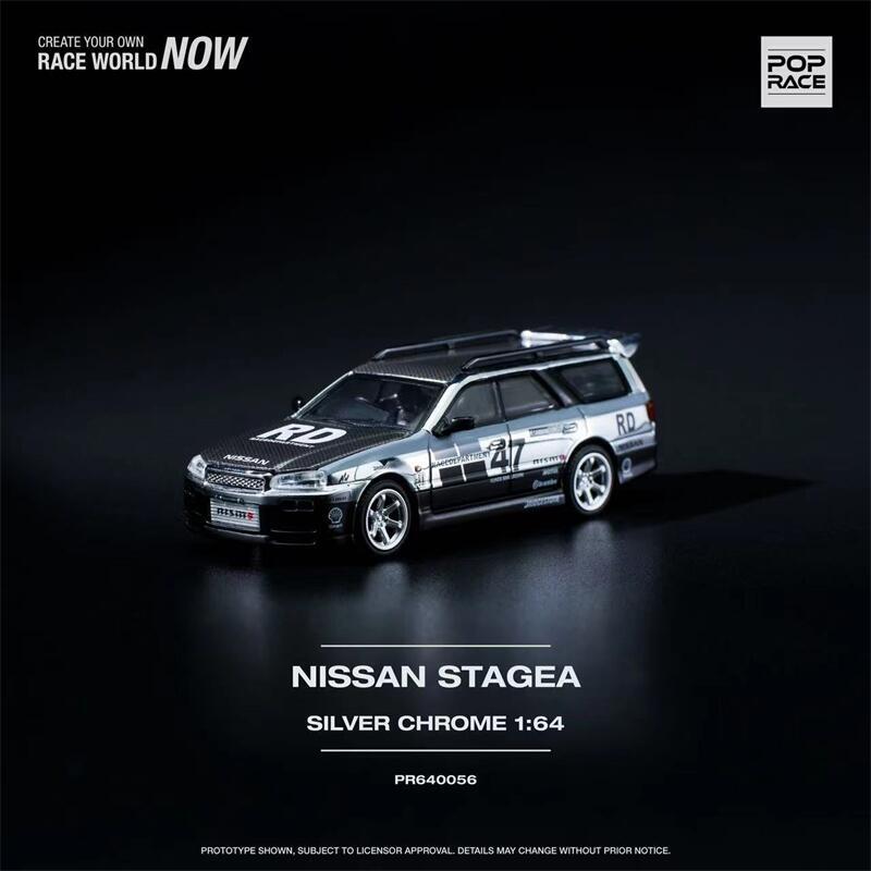 Nissan Stagea R34 Silver Chrome - Pop Race - Scala 1/64 PR64-56