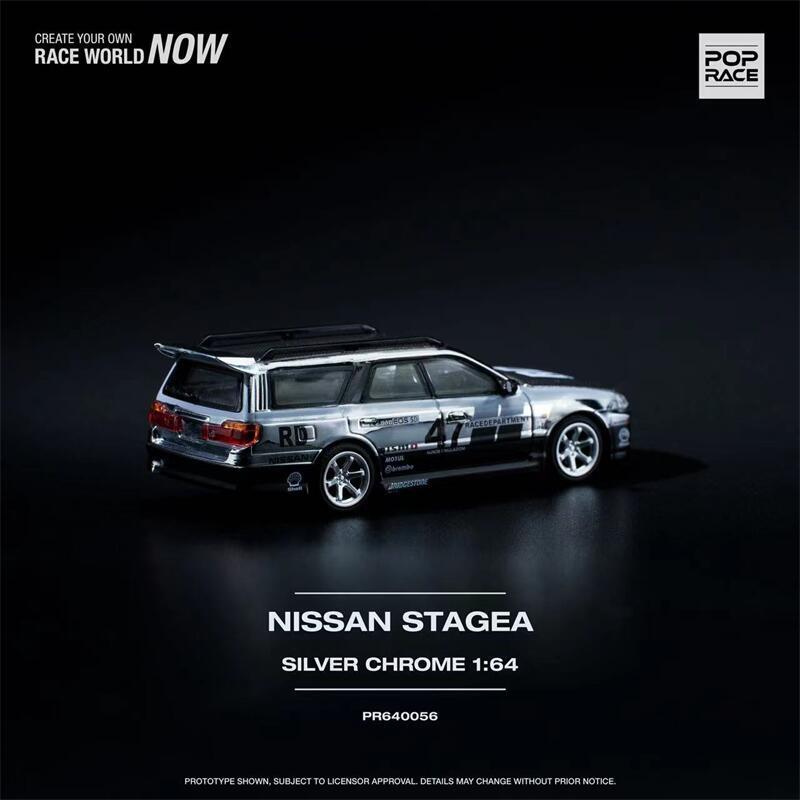 Nissan Stagea R34 Silver Chrome - Pop Race - Scala 1/64 PR64-56