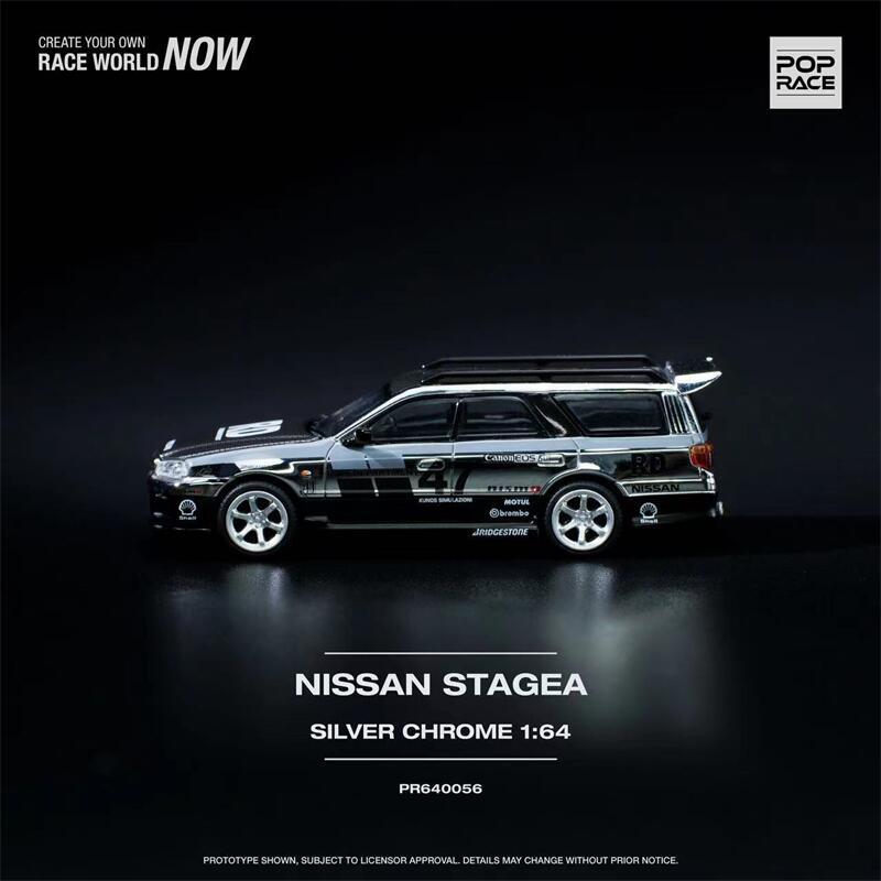 Nissan Stagea R34 Silver Chrome - Pop Race - Scala 1/64 PR64-56