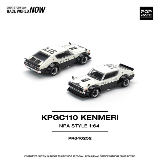 Skyline KPGC110 GT-R V8 Drift (Kenmeri) NPA Style - Pop Race - Scala 1/64 PR64-252