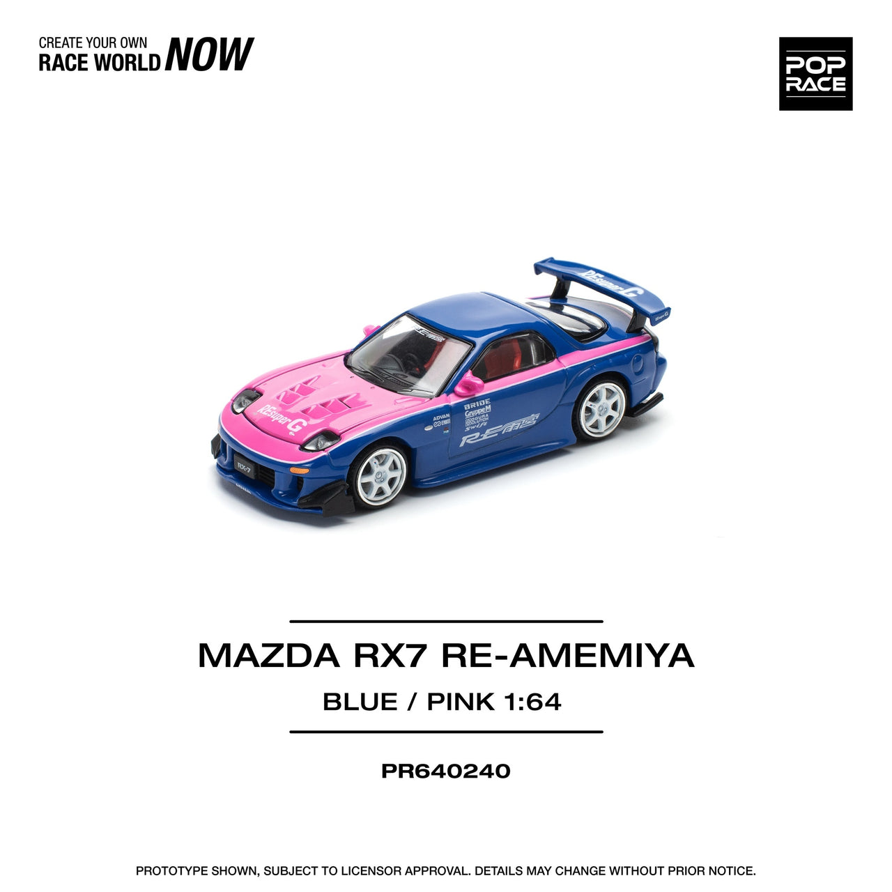 Mazda Rx-7 Re-Amemiya Widebody Blue / Pink - Pop Race - Scala 1/64 PR64-240