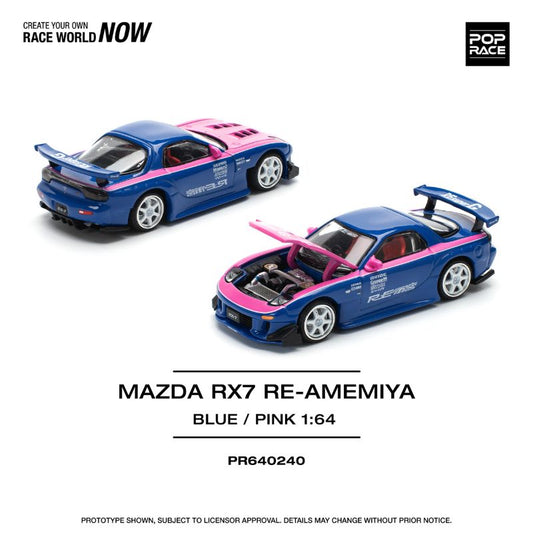 Mazda Rx-7 Re-Amemiya Widebody Blue / Pink - Pop Race - Scala 1/64 PR64-240