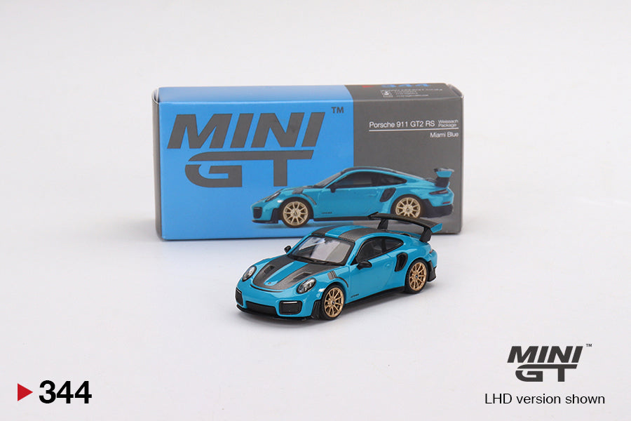 Porsche 911 (991) GT2 RS Weissach Package Miami Blue - Mini GT - Scala 1-64 MGT00344-L