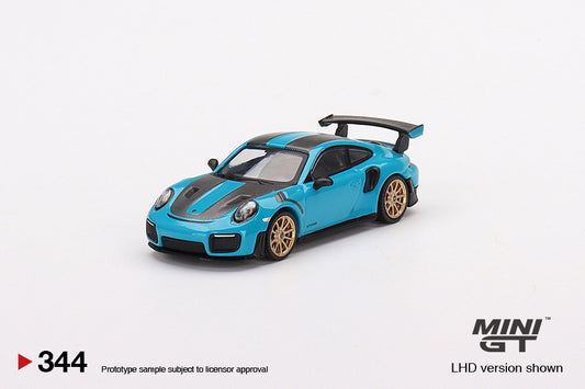 Porsche 911 (991) GT2 RS Weissach Package Miami Blue - Mini GT - Scala 1-64 MGT00344-L