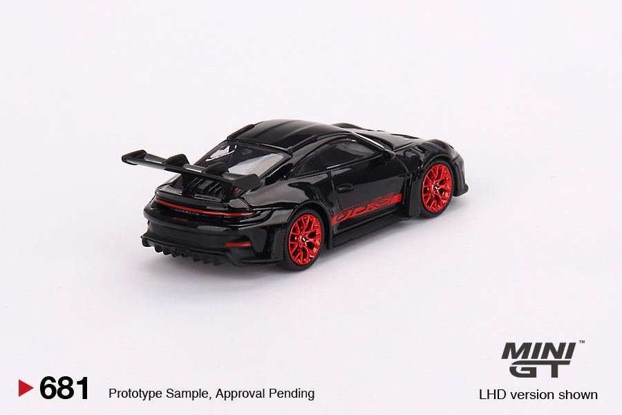 Porsche 911 (992) GT3 RS Black with Pyro Red Brand MINI GT Code MGT00681 in vendita su Borgeseidea.com Foto 3