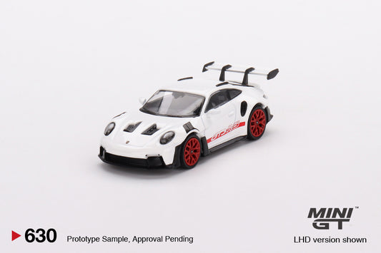 Porsche 911 (992) GT3 RS White with Pyro Red Accent Package - Mini GT - Scala 1/64 MGT00630