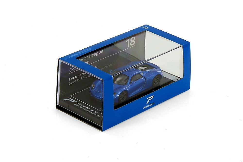 Porsche 918 Spyder Sapphire Blue Metallic - PosterCars - Scala 1/64 H18