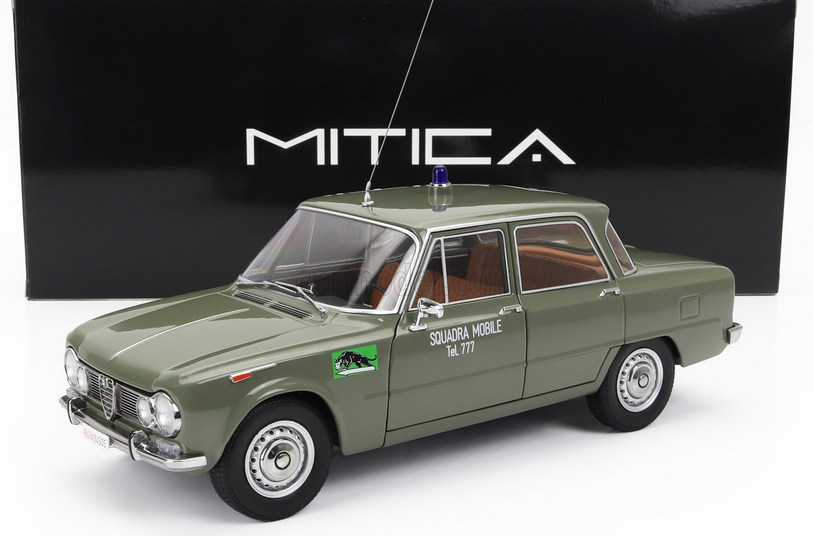 Alfa Romeo Giulia 1600 Ti 1963 Policía del escuadrón volador de Milán - Diecast legendario - Escala 1/18