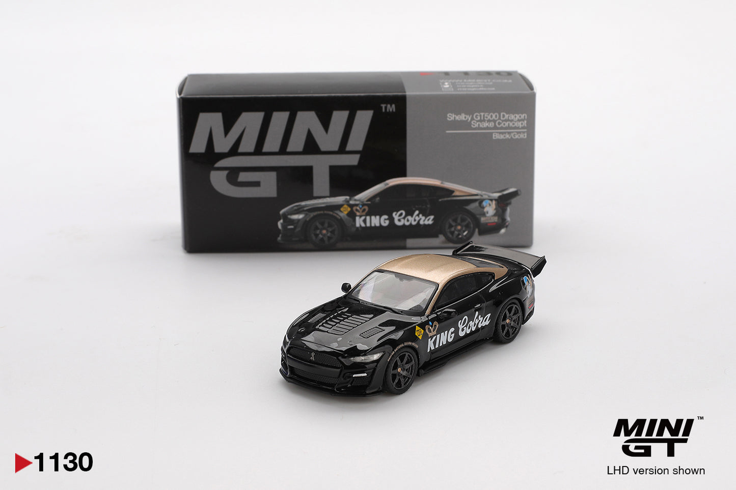 Shelby GT500 Dragon Snake Concept Black/Gold - Mini GT - Scala 1/64 MGT01130-BL Blister Packaging