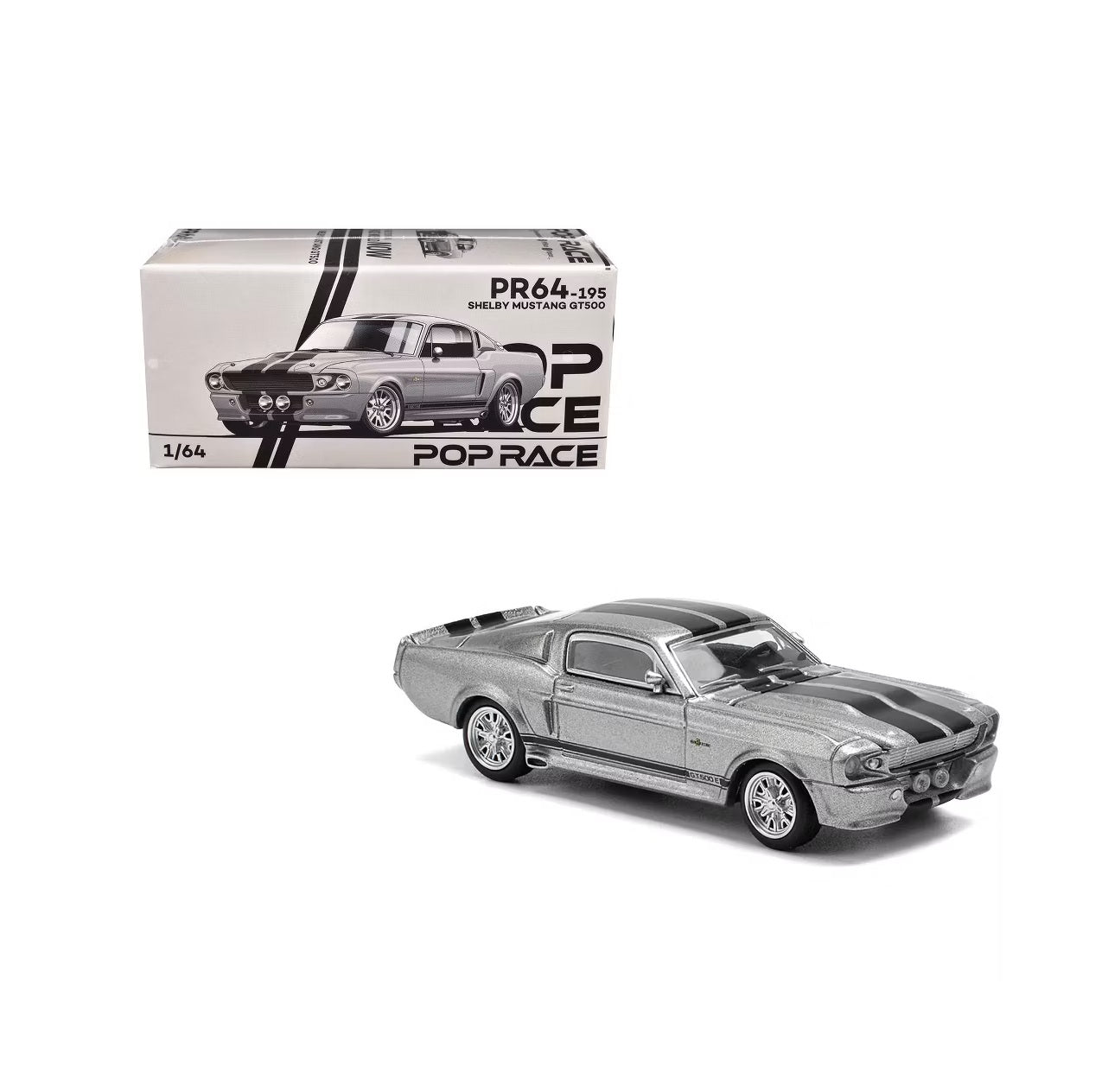 Shelby Mustang GT500 Grey / Black - Pop Race - Scala 1/64 PR64-195