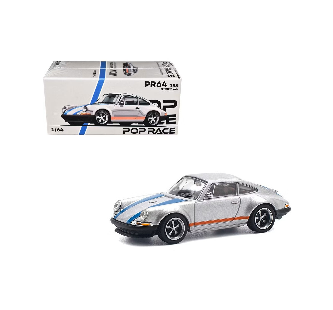 Porsche Singer 964 Silver Blue - Pop Race - Scala 1/64 PR64-188