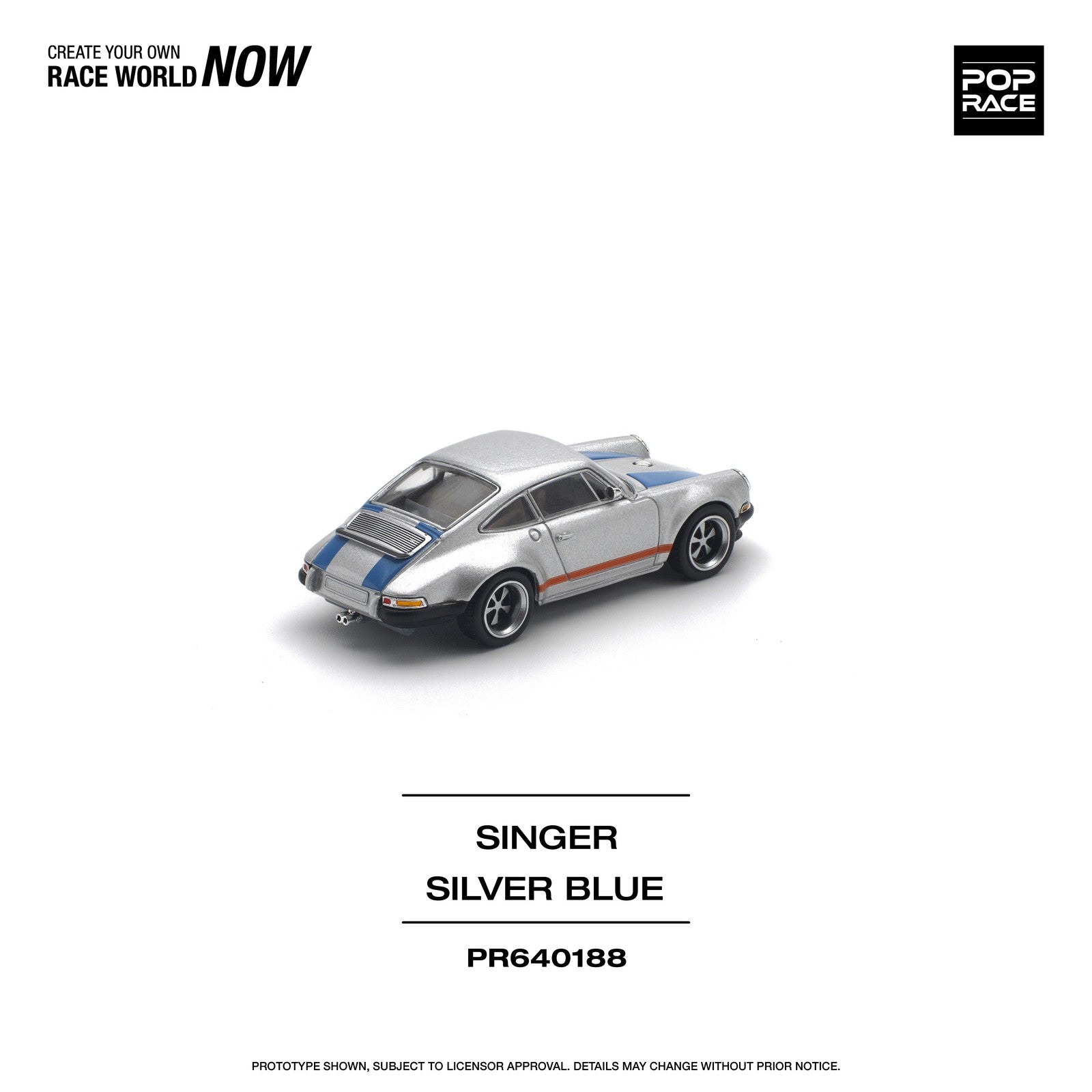 Porsche Singer 964 Silver Blue - Pop Race - Scala 1/64 PR64-188