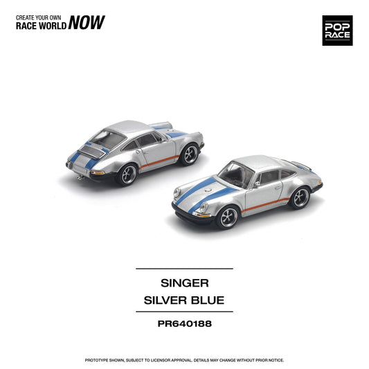 Porsche Singer 964 Silver Blue - Pop Race - Scala 1/64 PR64-188