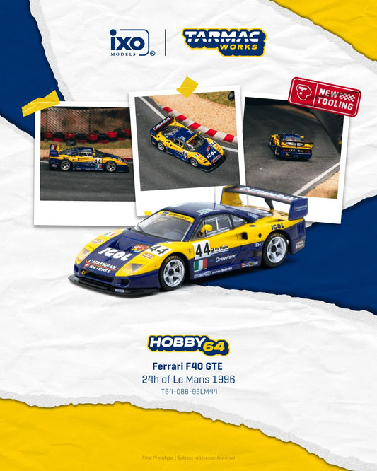 Ferrari F40 GTE 24h of Le Mans 1996 - HOBBY64 - Tarmac Works - Scala 1/64 T64-088-96LM44