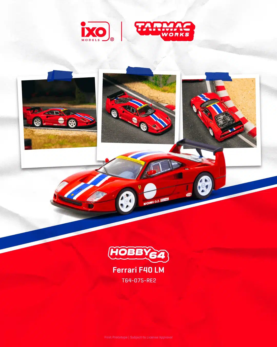 Ferrari F40 LM Red - HOBBY64 - Tarmac Works - Scala 1/64 T64-075-RE2
