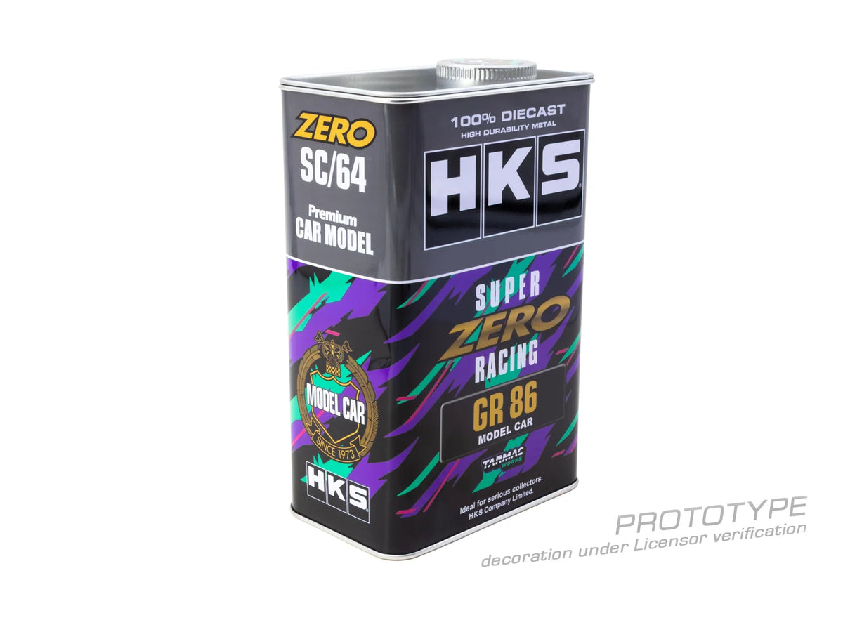 HKS Toyota GR86 Grey With Metal Oil Can Packaging - GLOBAL64 - Tarmac Works - Scala 1/64 T64G-038-GY