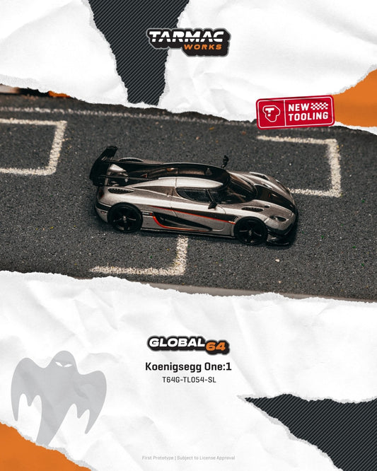 Tarmac Works - Koenigsegg One:1 Silver - GLOBAL64 - Scala 1/64 T64G-TL054-SL