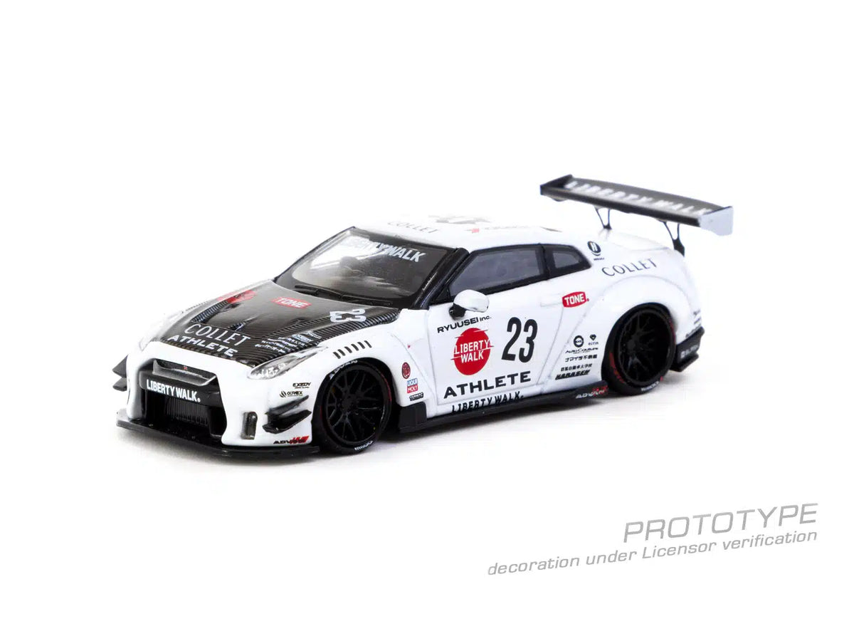 LB-WORKS Nissan GT-R R35 type 2 White With Metal Oil Can Packaging - HOBBY64 - Tarmac Works - Scala 1/64 T64-090-WH