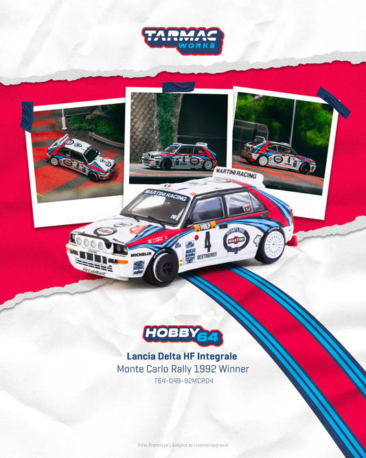 Lancia Delta HF Integrale Monte Carlo Rally 1992 #04 Winner - HOBBY64 - Tarmac Works - Scala 1/64 T64-049-92MCR04