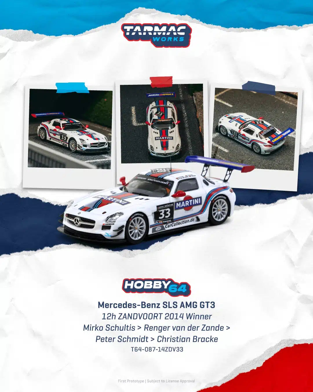 Mercedes-Benz SLS AMG GT3 #33 Zandvoort Winner 2014 - HOBBY64 - Tarmac Works - Scala 1/64 T64-087-14ZDV33
