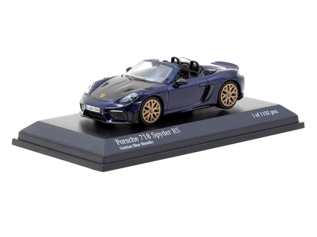 Porsche 718 Spyder RS Gentian Blue Metallic Collab64 Minichamps - Tarmac Works - Scala 1/64 643064006