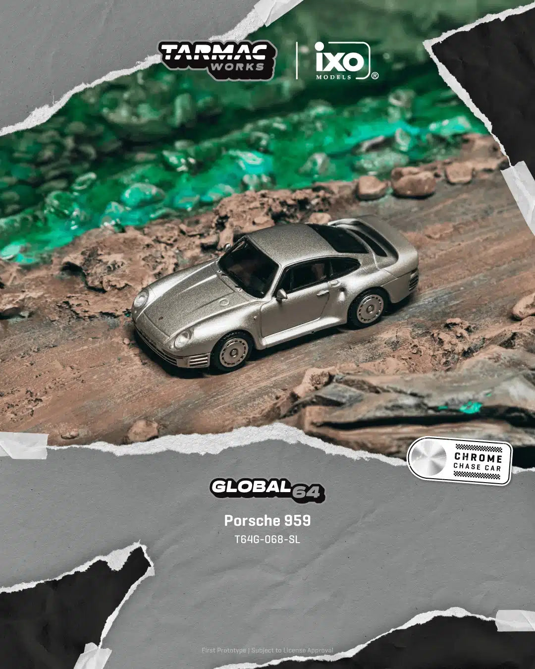 Porsche 959 Silver - GLOBAL64 - Tarmac Works - Scala 1/64 T64G-068-SL
