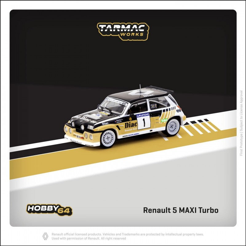 Renault 5 MAXI Turbo Rallye du Var 1986 #1 - HOBBY64 - Tarmac Works - Scala 1/64 T64-TL061-86RDV01