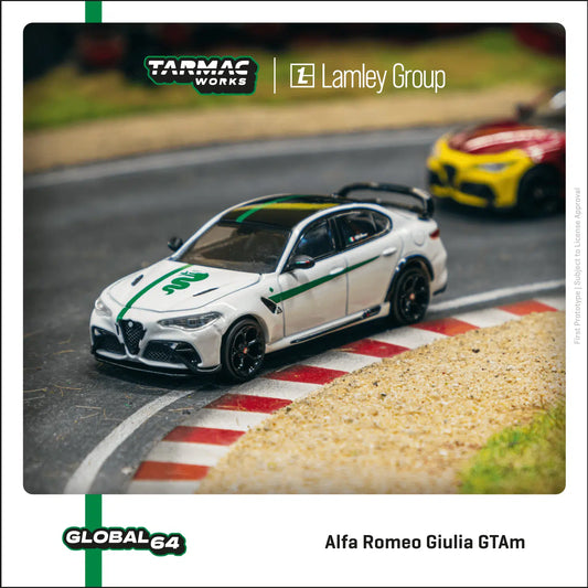 Alfa Romeo Giulia GTAm White / Green- Tarmac Works - Scala 1/64 T64G-TL031-MWG